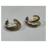 Vintage Hand Painted Enamel Earrings