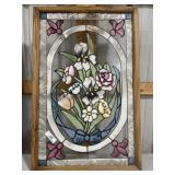 Large Framed Ornated Stained Glass Window