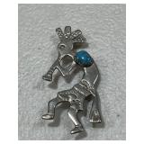 Sterling Silver Cochino Dancer Turquoise Brooch