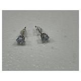 White Sapphire Solitare Earrings