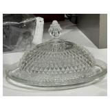 Vintage Indiana Glass Diamond Point Butter Dish