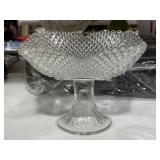 Vintage Diamond Point Ruffled Pedestal Dish
