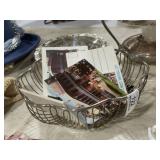 Silver Fruit Bowl & Vintage Postcards