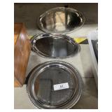 3 Ornate Silver Serving Trays