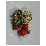 Vintage Enamel & Crystal Christmas Brooch