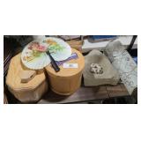 Vintage Light, Chinese Fan, Wood Boxes & Misc.