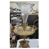 Beautiful Solid Brass & Crystal Centerpiece