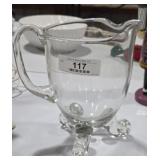 Blown Glass Footed Vintage Pitcher