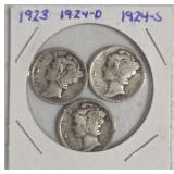 3 Silver Mercury Dimes