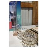 6 Mikasa Condiment Bowls & Crystal Bud Vase