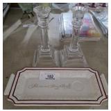 Crystal Candleholders & Serving Tray