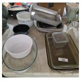 Pyrex Dishes & metal Trays