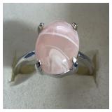 Large Oval Rose Quartz Estate Ring