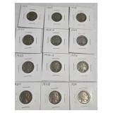 12 Mint Marked Buffalo Nickels