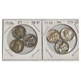 6 Silver Mercury Dimes