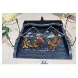 Wooden Tray & Metal Vintage Dish Holder