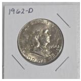 1962 D Franklin Silver Half Dollar