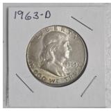 1963 D Franklin Silver Half Dollar
