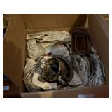 Box of Brown Stoneware Dishes