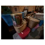 Pepsi Cola Tin & 2 Vintage Picnic Baskets