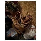 Antique High Chair & Lot of Baskets