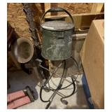 Metal Hinged Basket & Metal Stand