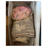 Tote of Vintage Pillows & Miscellaneous