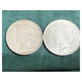2- Silver Peace Dollars