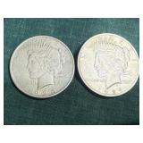 2- Silver Peace Dollars