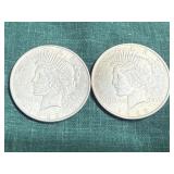 2- Silver Peace Dollars