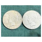 2- Silver Peace Dollars