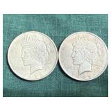 2- Silver Peace Dollars