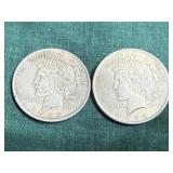 2- Silver Peace Dollars