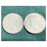 2- Silver Peace Dollars