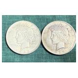 2- Silver Peace Dollars