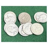 12- Slver Washington Quarters