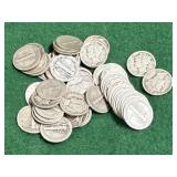 55- Silver Mercury Dimes