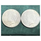 2- Silver Peace Dollars