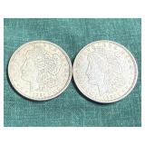 2- 1921 D Silver Morgan Dollars