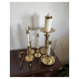 Brass Candle Holders & Candle Snuffer