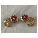 Vintage Enamel Flower Earrings