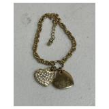 Vintage Double Heart Charm Bracelet