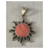 Sterling Silver Rhodochrosite Sun Pendant