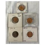 5 Lincoln Cents