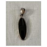Vintage Sterling Silver Onyx Pendant