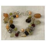 Sterling Silver Multi Gemstone Charm Bracelet