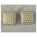 Large Woven Leather Retro Earrings