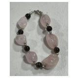 Sterling Silver Rose Quartz & Onyx Bracelet