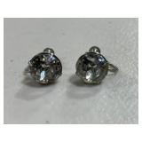 Vintage Large Solitaire Rhinestone Earrings