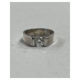 Sterling Silver White Sapphire Solitaire Ring